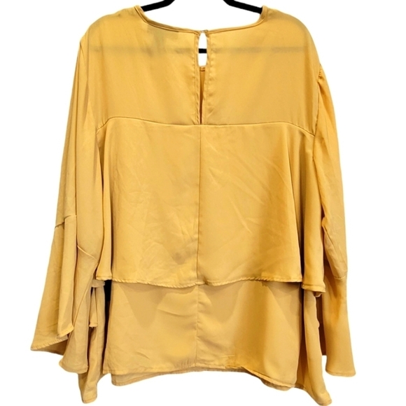 ASHLEY STEWART Sz 22/24 Layered Fabric Flowy Bell Sleeve Tunic w/Back Key Hole - Picture 2 of 7